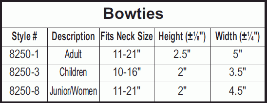 Bow Size Chart